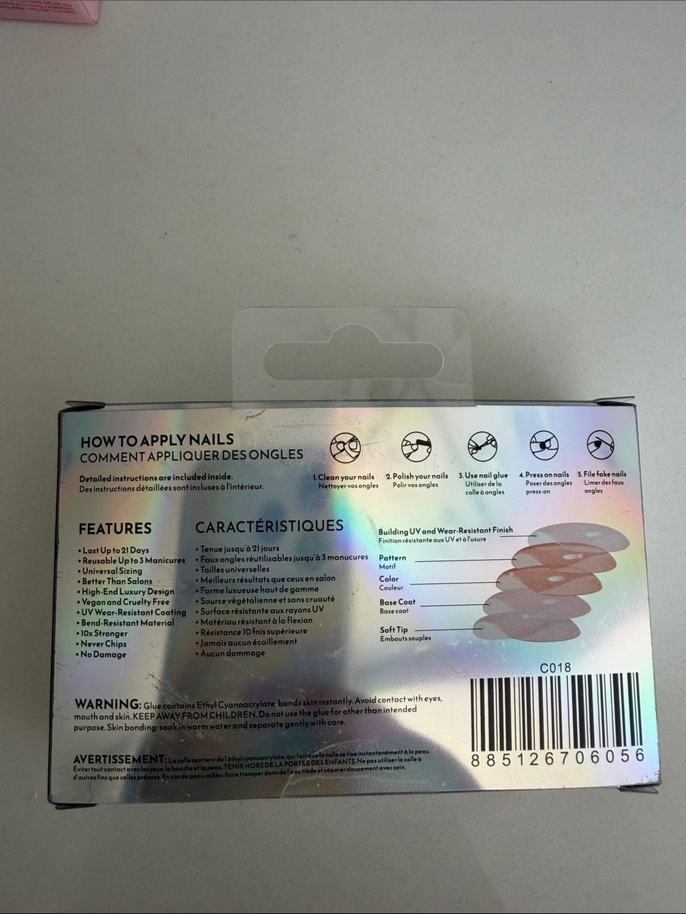GLAMNETIC & Nail Reformation Set of 2 Faux Fake Nails Glue on, Glue included NEW - Picture 5 of 5
